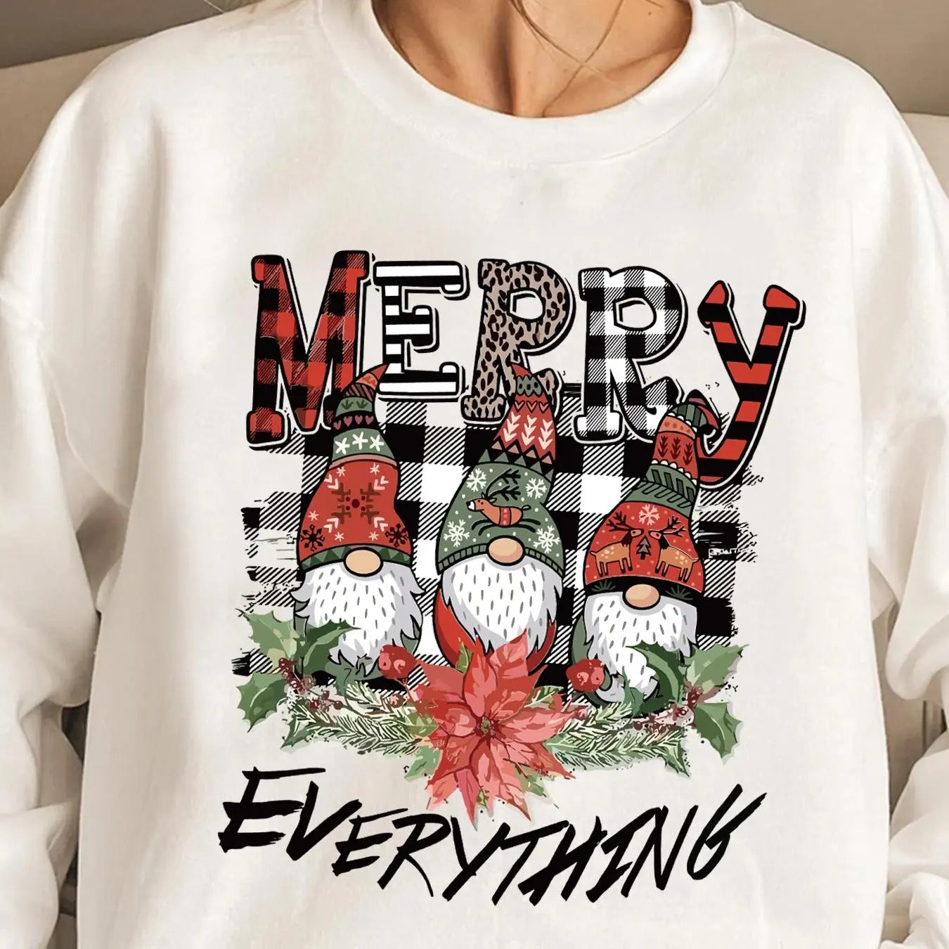 Women's Christmas Print Crew Neck Sweatshirt, Casual Letter Print Long Sleeve Pullover for Daily Wear, Ladies Fall &...