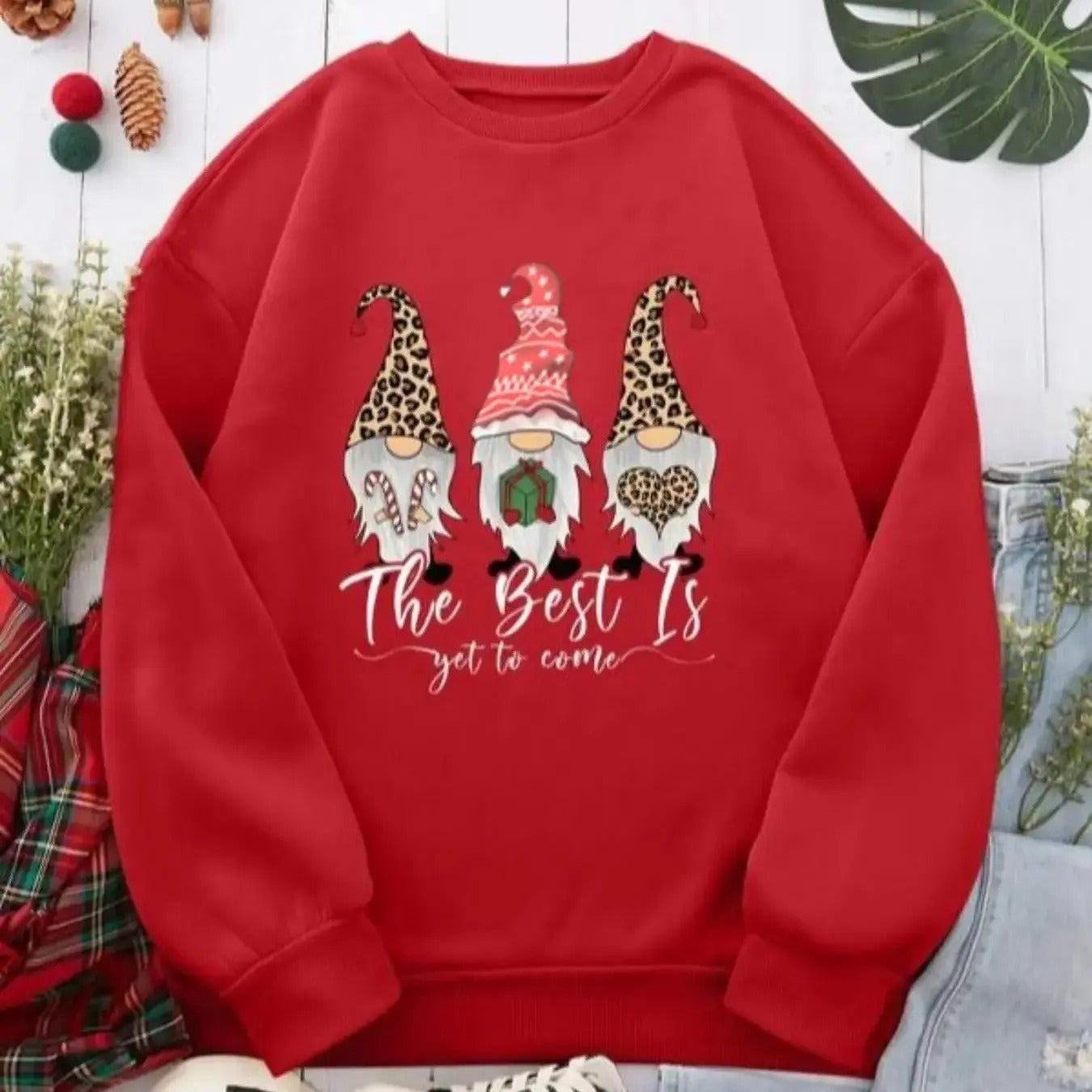 Women's Christmas Themed Cartoon Figure Print Drop Shoulder Sweatshirt, Casual Long Sleeve Round Neck Pullover for Daily...