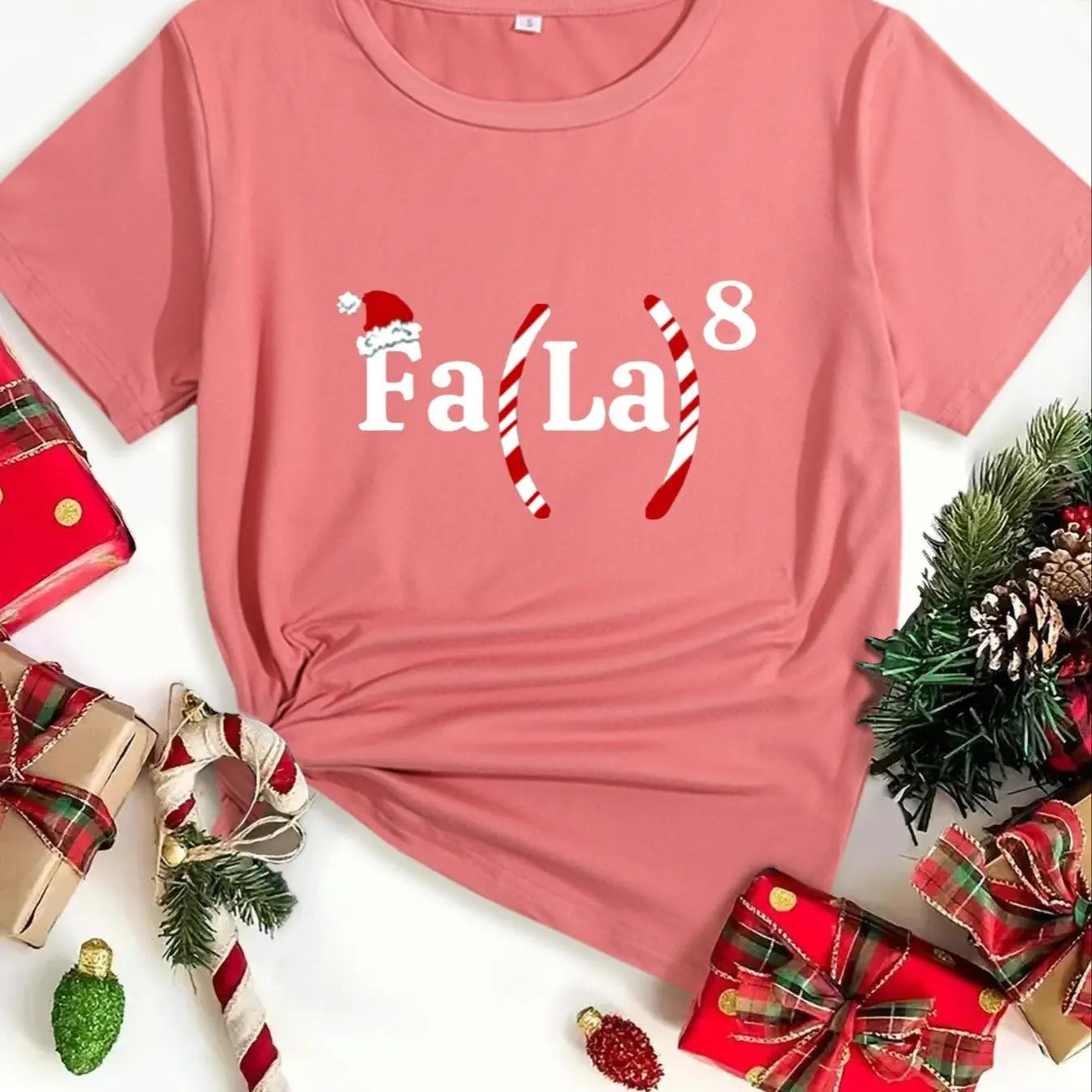 Women's Christmas Themed Cartoon Print Round Neck Tee, Casual Short Sleeve Crew Neck T-shirt for Daily Holiday Vacation...