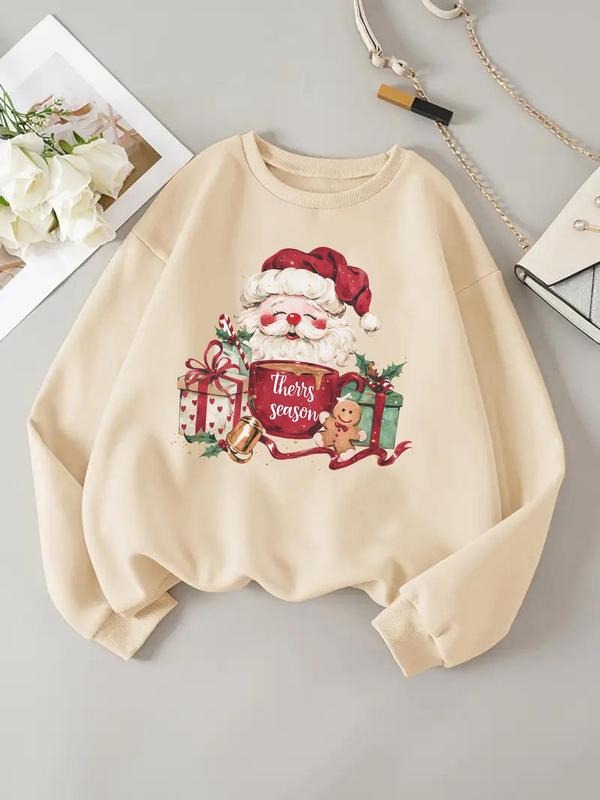 Women's Christmas Themed Drop Shoulder Sweatshirt, Casual Long Sleeve Round Neck Pullover for Daily Wear, Ladies Clothes...