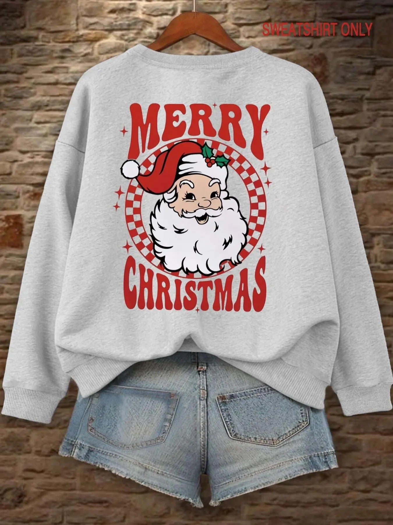 Women's Christmas Themed Drop Shoulder Sweatshirt, Casual Long Sleeve Round Neck Pullover for Daily Wear, Ladies Fall &...