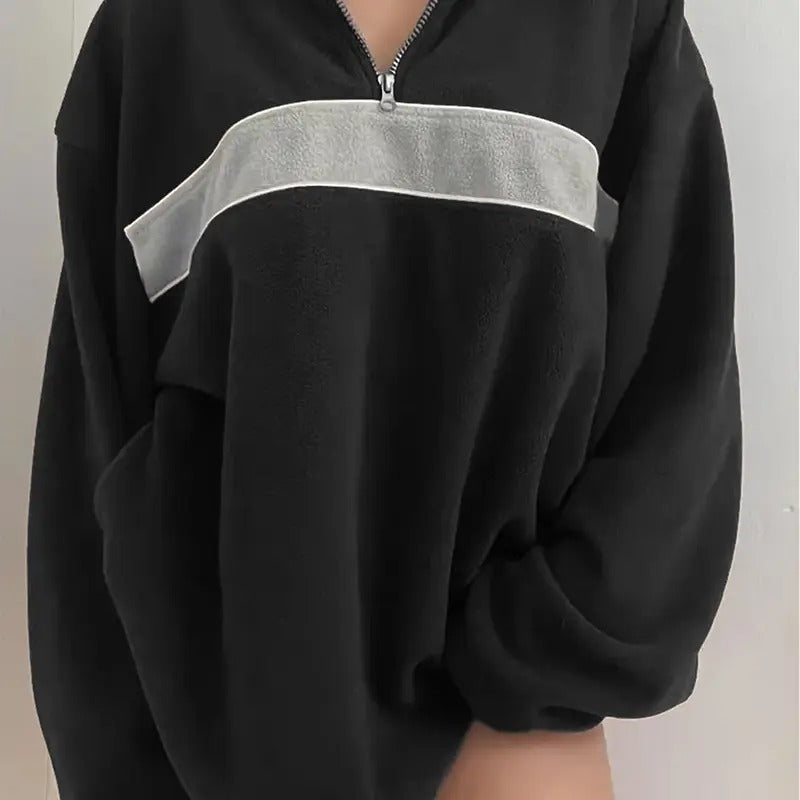 Women's Color Block Sweatshirt Half Zip Long Sleeve Drop Shoulder Pullover Tops T-Shirts, Hoodie | HypeCrazeTee.com