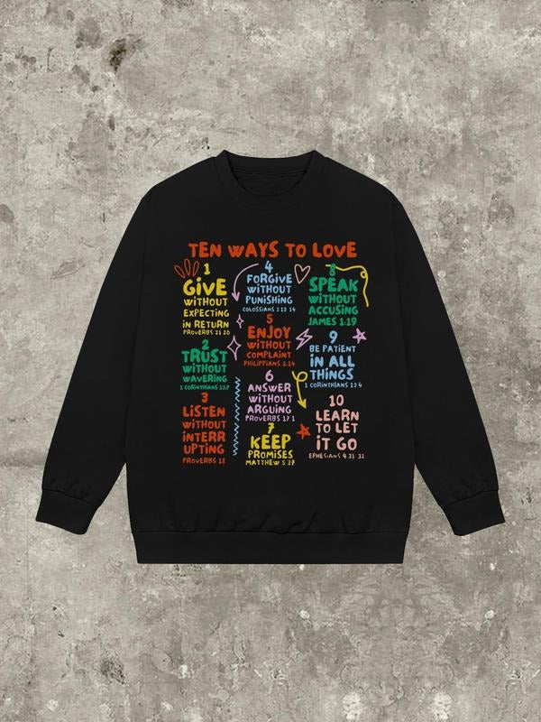 Women's Colorful Letter Graphic Round Neck Sweatshirt, Casual Long Sleeve Pullover for Fall & Winter, Women's Clothes for...