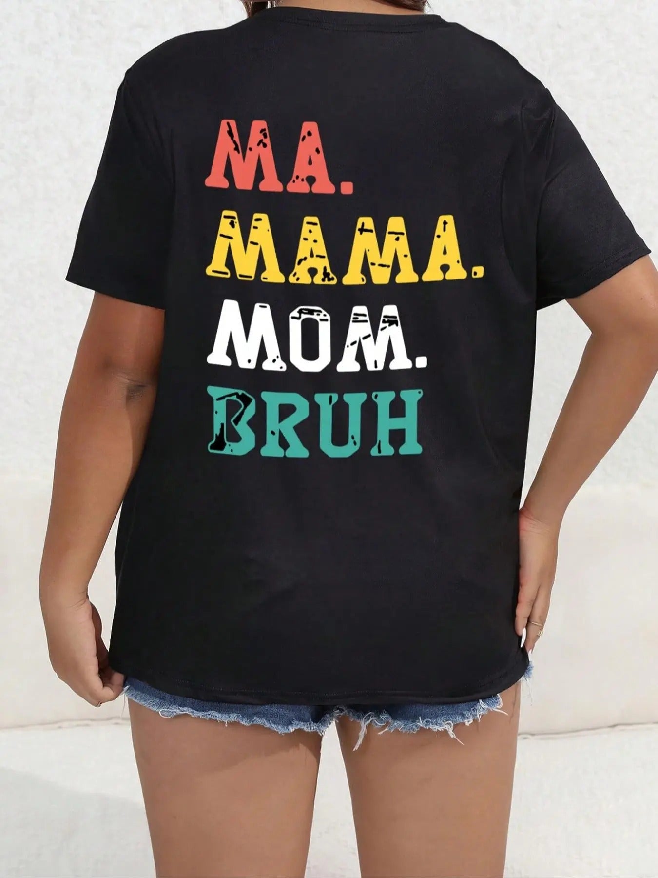 Women's Colorful Letter Print Round Neck Tee, Casual Graphic Short Sleeve T-shirt, Ladies Summer Outfit for Daily Wear...