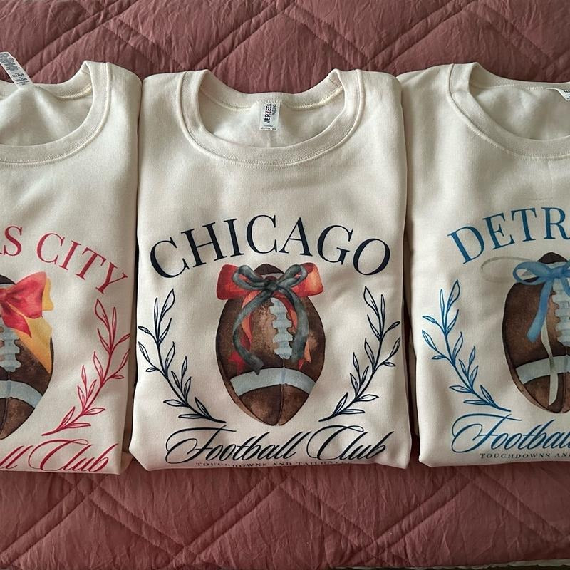 Women's Coquette Football Sweatshirt Cream Fall Sweatshirt T-Shirts, Hoodie | HypeCrazeTee.com