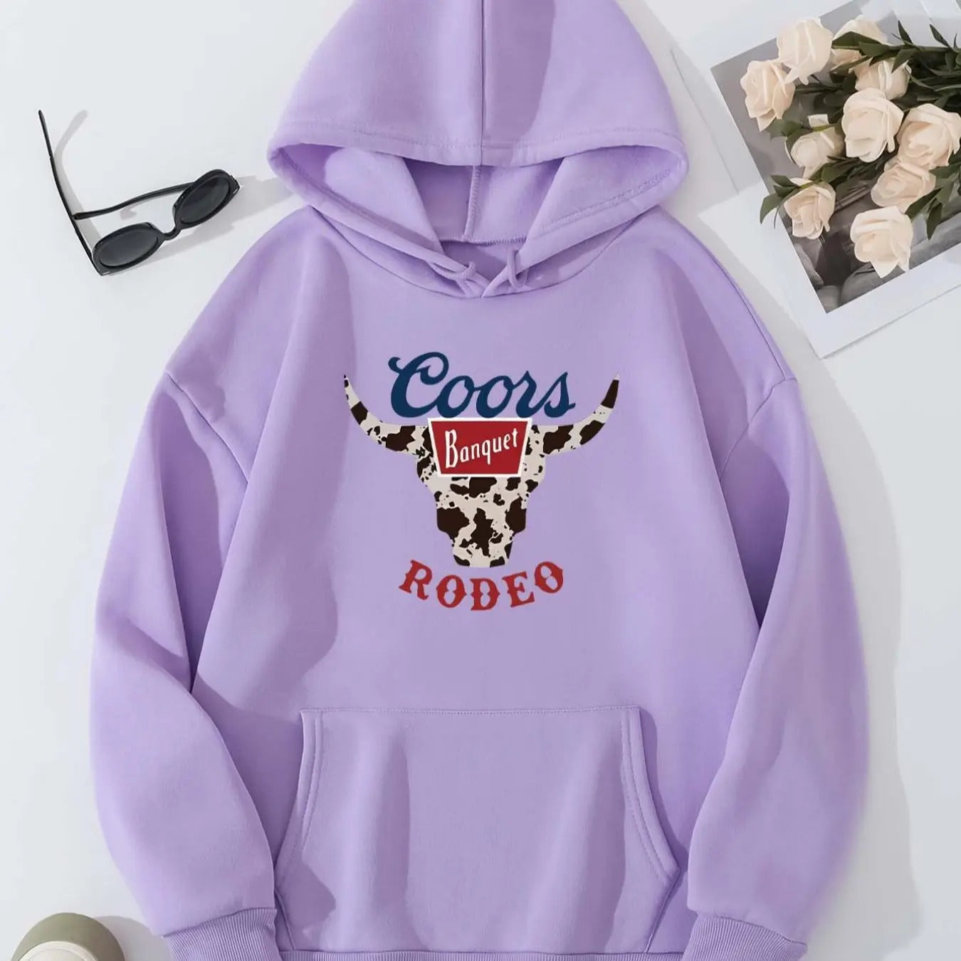 Women's Cow Print Drop Shoulder Drawstring Hoodie, Fashion Casual Pocket Hooded Sweatshirt for Daily Holiday Outdoor...