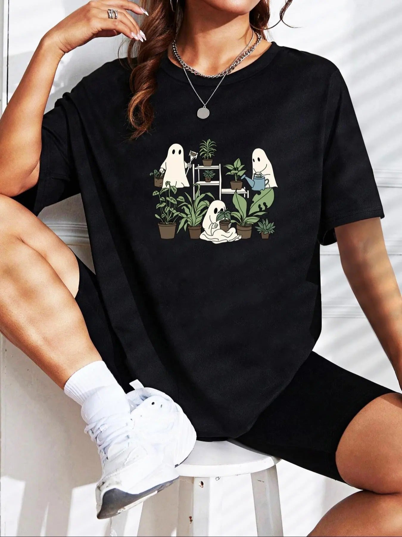 Women's Cute Cartoon Print Loose-Fit Round Neck T-Shirt, All-Season Fashion Top for Casual Wear, Trendy Street Style Tee...