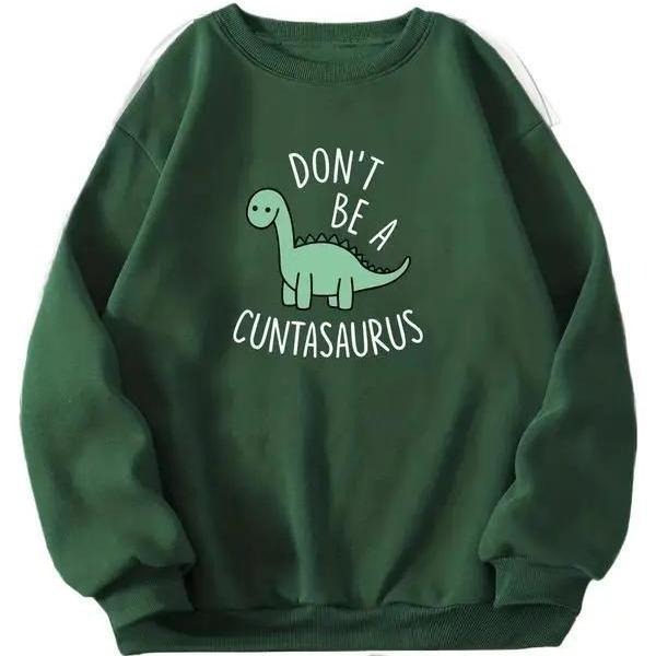 Women's Dinosaur Crewneck Sweatshirt, Print Round Neck Long Sleeve Top Pullover For Fall & Winter, Trendy Casual...
