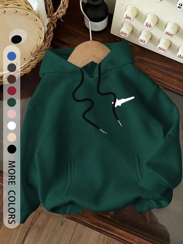 Women's Drawstring Hoodie with Meteor Graphic Print, Comfortable and Stylish, Fall & Winter Warm Casual Sweatshirt T-Shirts