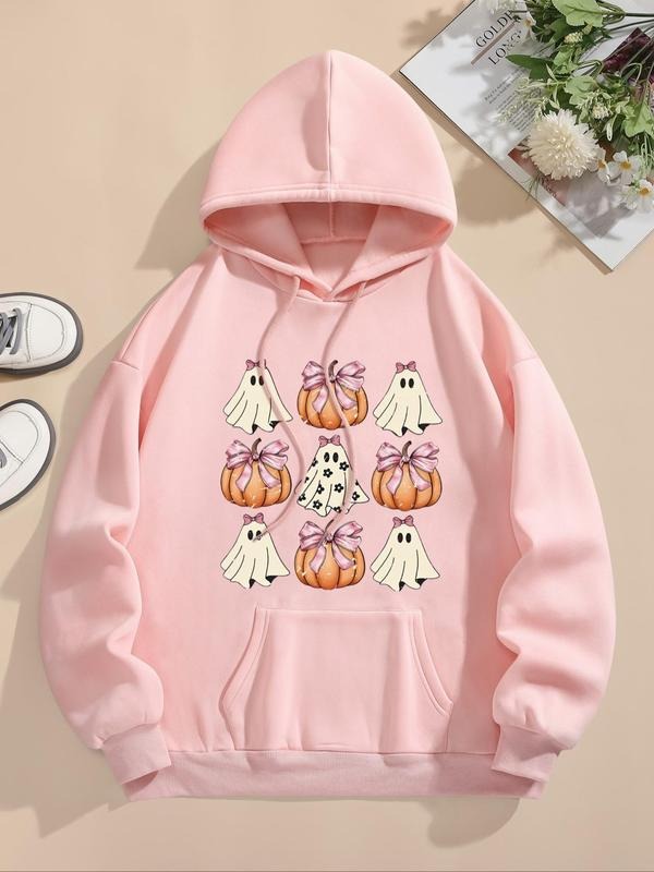 Women's Drop Shoulder Hoodie, Fashion Casual Drawstring Pocket Hooded Sweatshirt for Daily Holiday Outdoor Wear, Women...