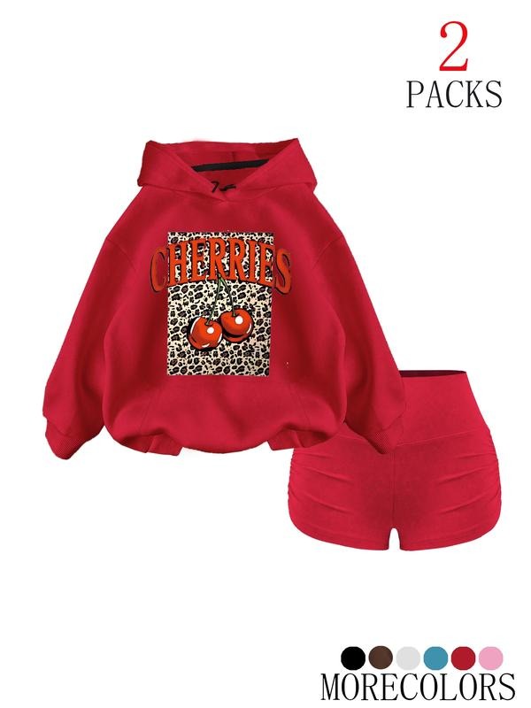 Women's Fall Winter Hooded Sweatshirt Set, Fashionable Simple Design with Tree Branch Print, Trendy Pocket Pullover for...