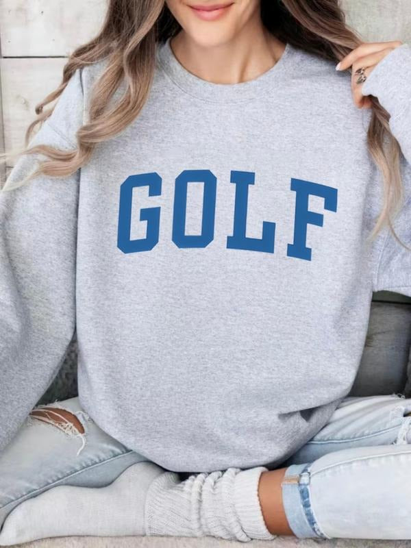 Women's Fall Winter Round Neck Comfortable Warm Sports Sweatshirt, Letter Print, Casual Loose Fit Knit Top for Women...