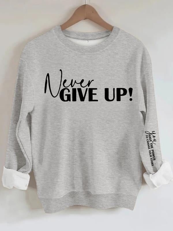 Women's Fashion Letter Print Round Neck Sweatshirt, Casual Pullover, All-Season Comfort, Versatile Daily Wear T-Shirts,...