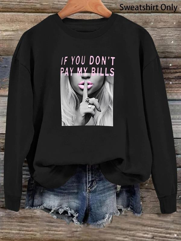 Women's Figure & Letter Print Crew Neck Sweatshirt, Casual Drop Shoulder Long Sleeve Pullover, Ladies Fall & Winter...