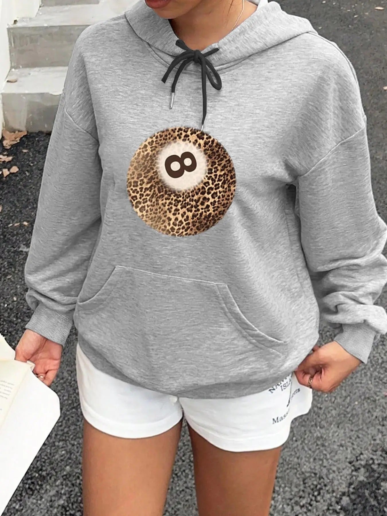 Figure Print Casual Leopard Print Hooded Daily Outdoor Clothes Spring & Fall T-Shirts, Hoodie, Sweatshirt