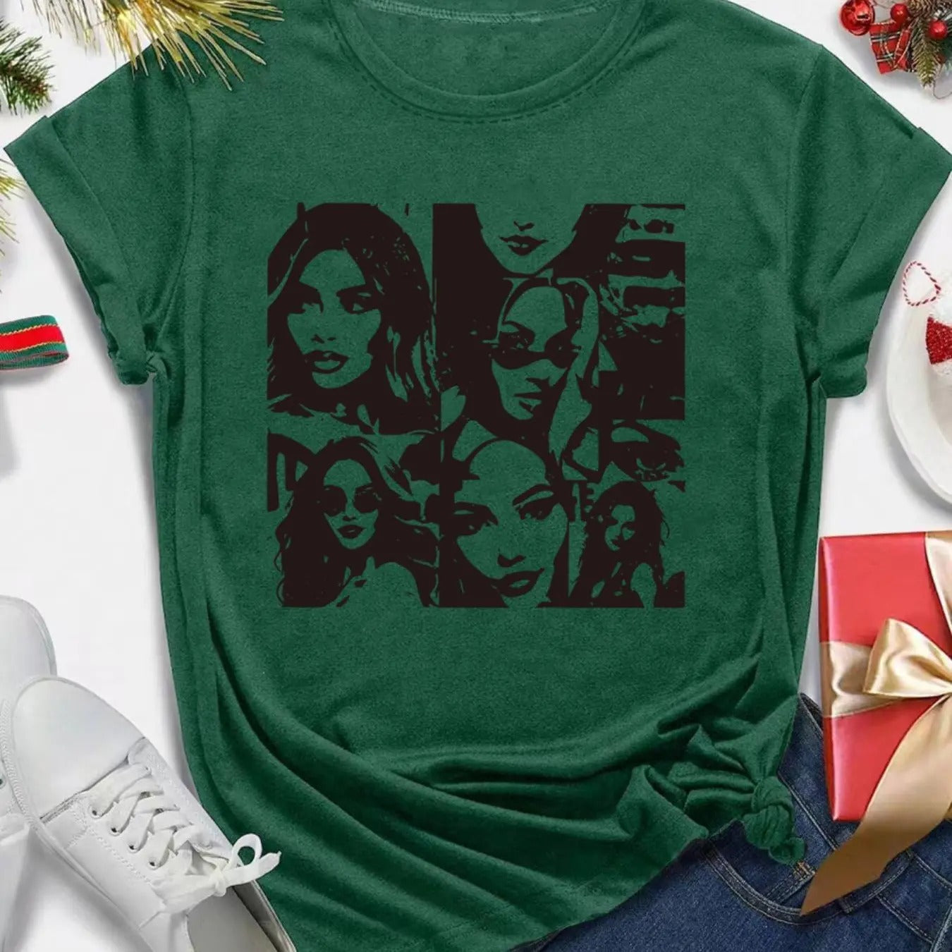 Women's Figure Print Round Neck Tee, Trendy Casual Short Sleeve T-Shirt for Daily Wear, Ladies All Seasons Top Hoodie,...