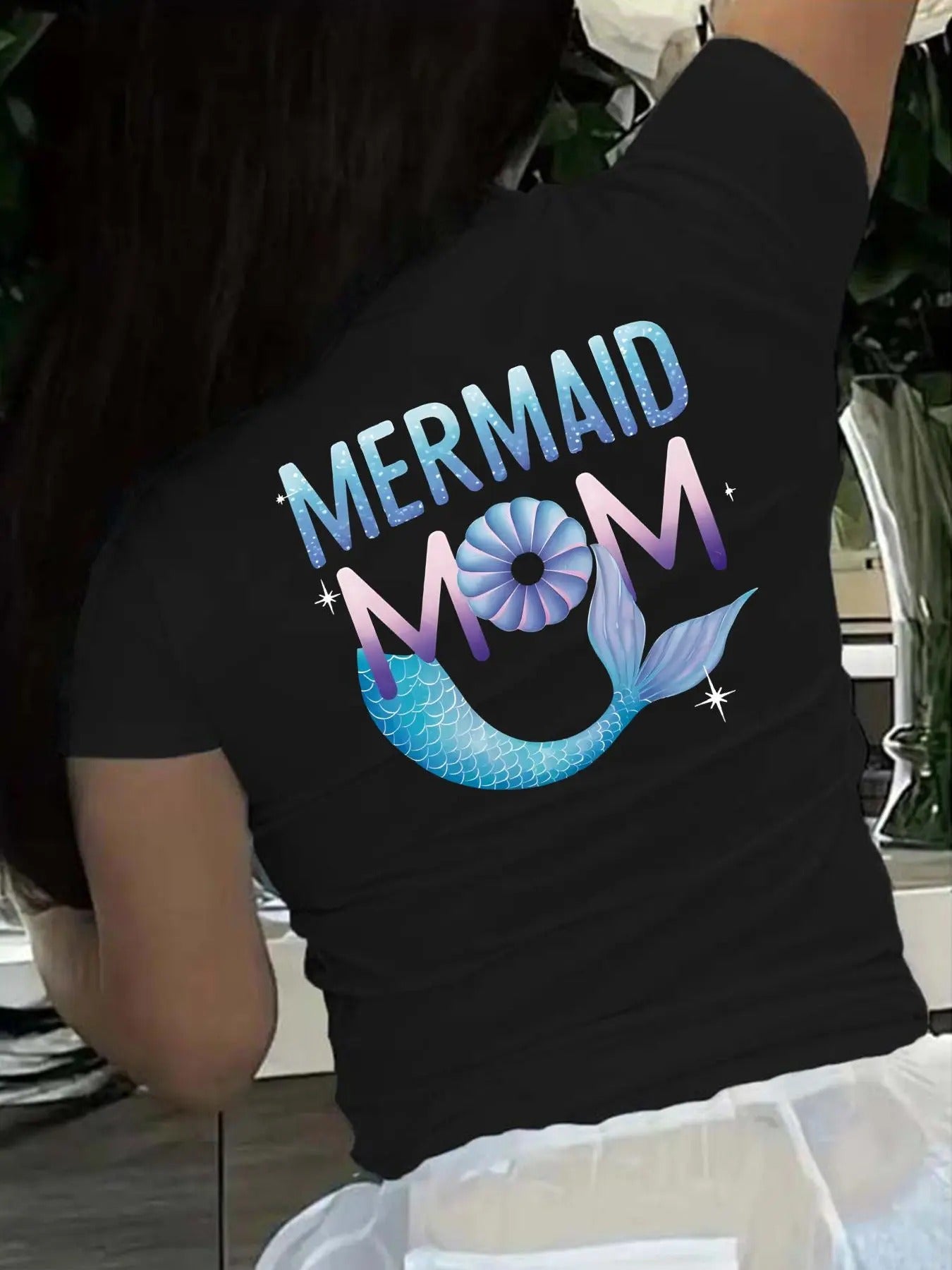 Women's Fish &  Letter Print Round Neck Tee, Fashion Casual Crew Neck T-shirt for Daily Holiday Vacation Outdoor Wear,...