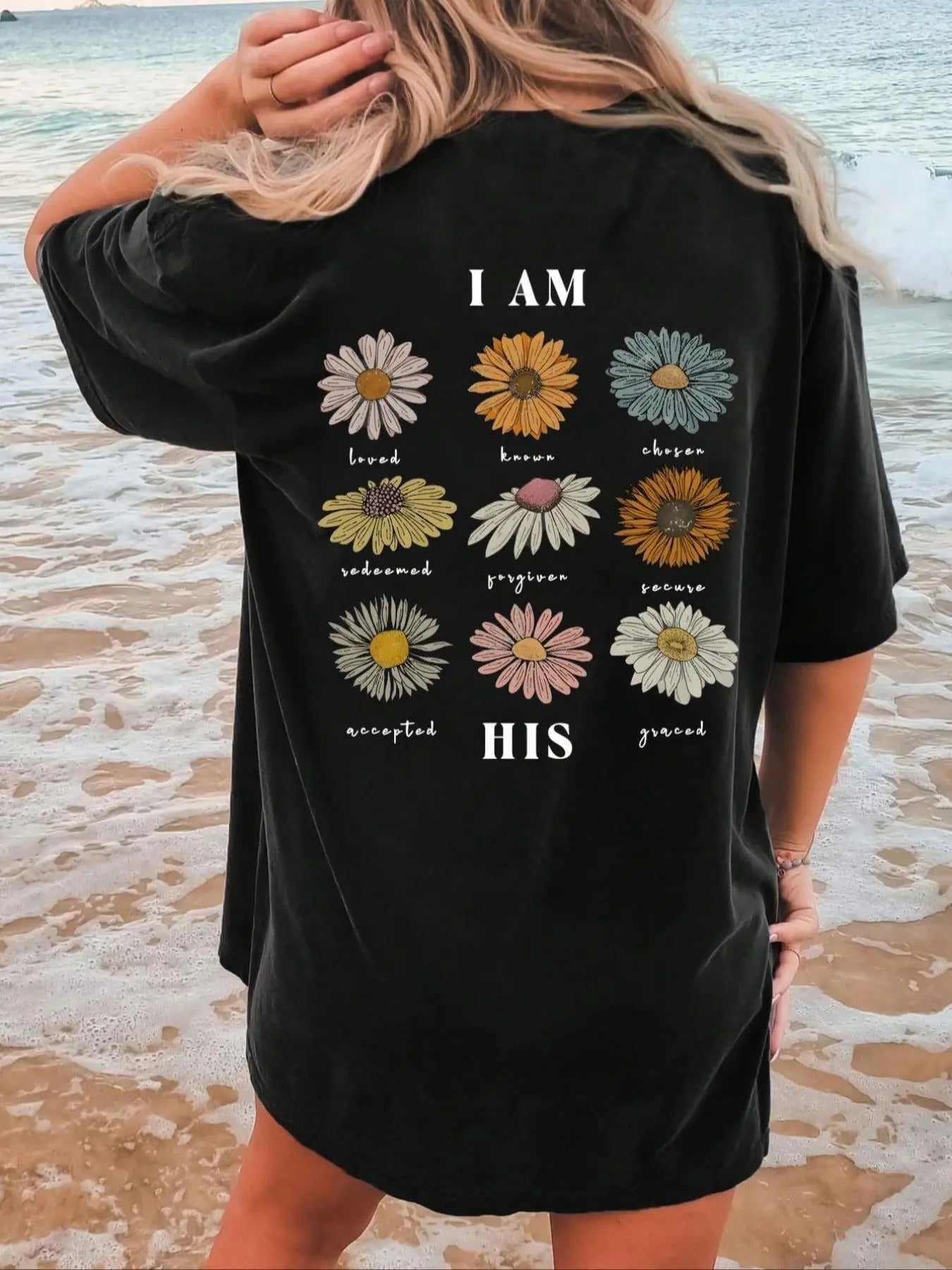 Women's Floral & Letter Print Round Neck Graphic Tee, Vintage Trendy Casual Drop Shoulder Half Sleeve T-shirt For Daily...