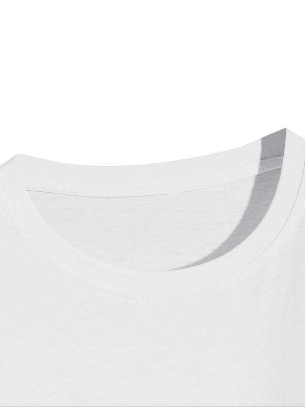 Women's Floral & Letter Print Round Neck Graphic Tee, Vintage Trendy Casual Figure Graphic Short Sleeve T-shirt for Daily...