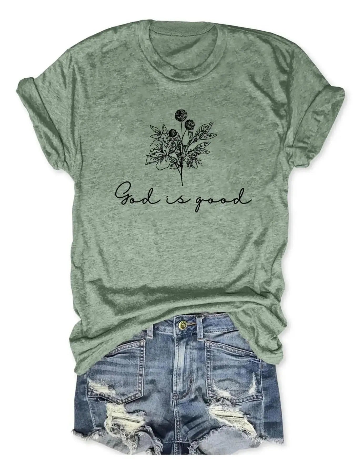 Women's Floral & Letter Print Round Neck Graphic Tee, Vintage Trendy Casual Short Sleeve T-shirt for Daily Wear, Ladies...