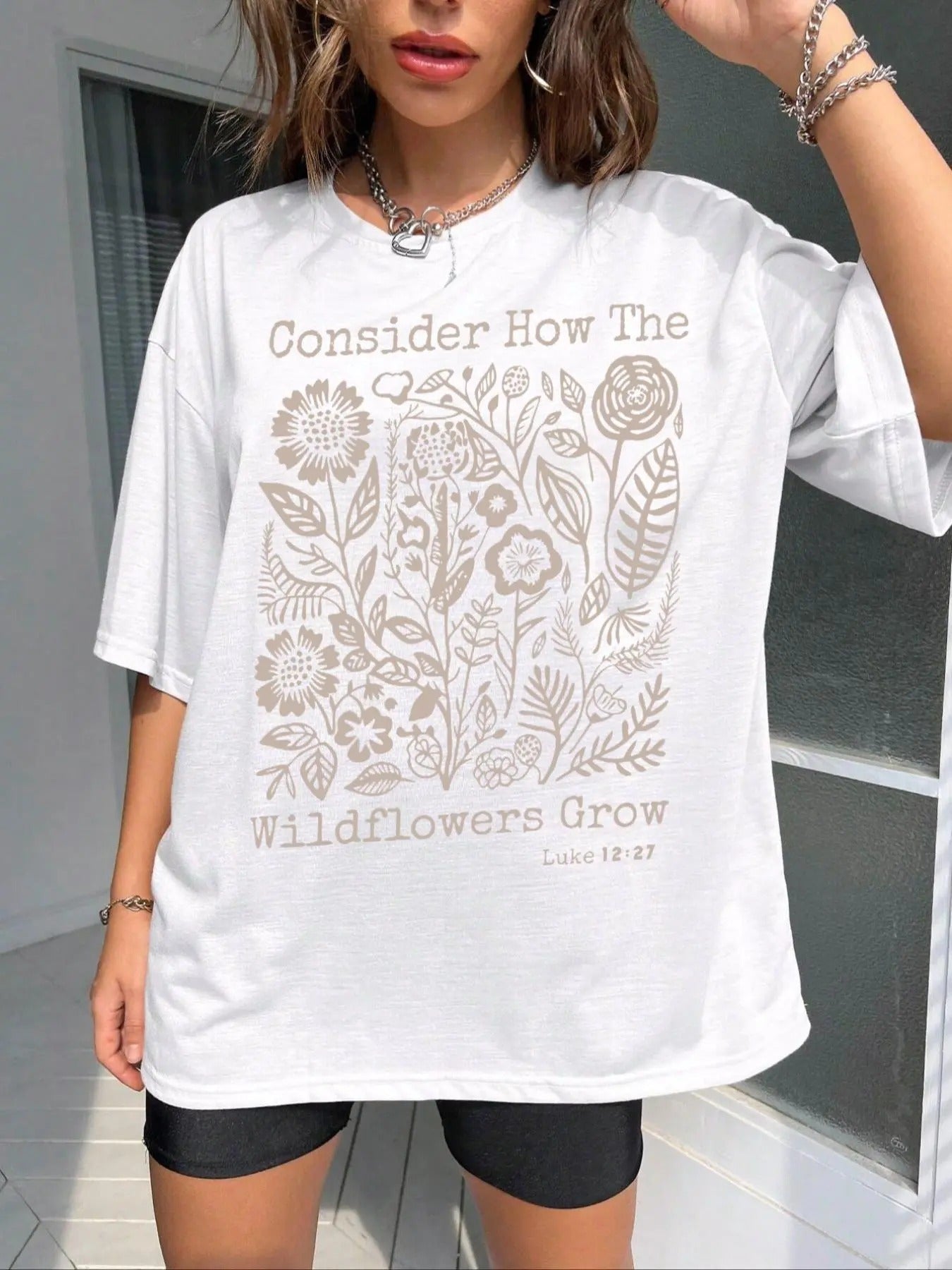 Women's Floral & Letter Print Round Neck Tee, Trendy Casual Crew Neck T-shirt for Daily Wear, Ladies Summer Clothes...