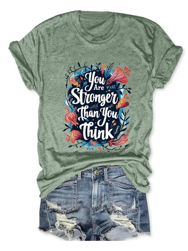 Women's Floral & Letter Print Round Neck Tee, Vintage Trendy Casual Short Sleeve T-shirt for Daily Wear, Ladies All...