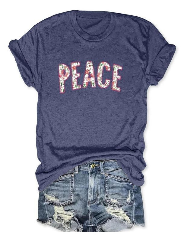 Women's Floral Letter Print Round Neck Graphic Tee, Trendy Casual Short Sleeve T-shirt For Daily Wear, Ladies Clothing...