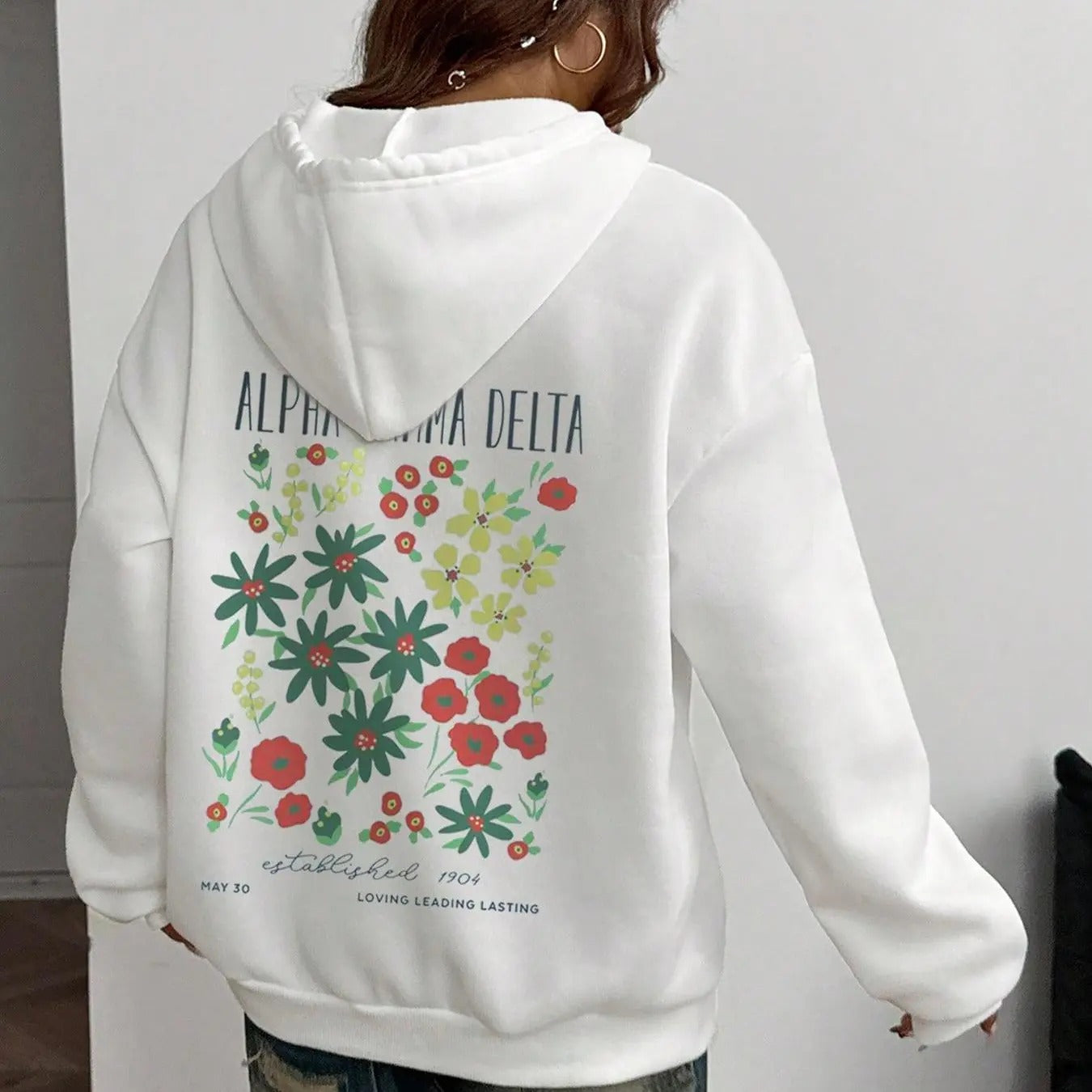 Women's Floral Print Hoodie, Fashion Casual Letter Print Hooded Sweatshirt for Daily Holiday Outdoor Wear, Women Clothing...