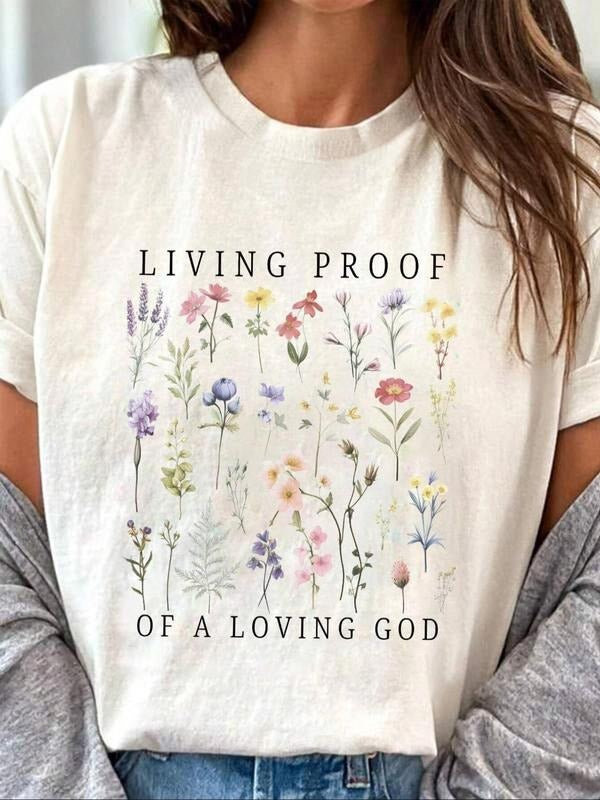 Women's Floral Print Round Neck Tee, Vintage Trendy Casual Crew Neck T-shirt for Daily Wear, Ladies Summer, Top Hoodie,...