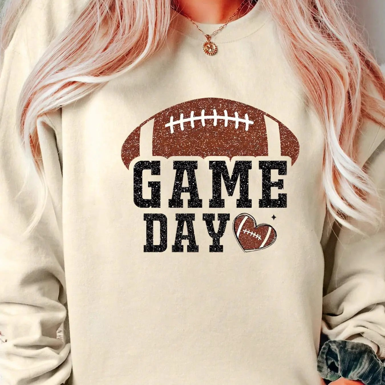 Women's Football & Letter Print Drop Shoulder Pullover, Casual Long Sleeve Crew Neck Sweatshirt for Fall & Winter,...