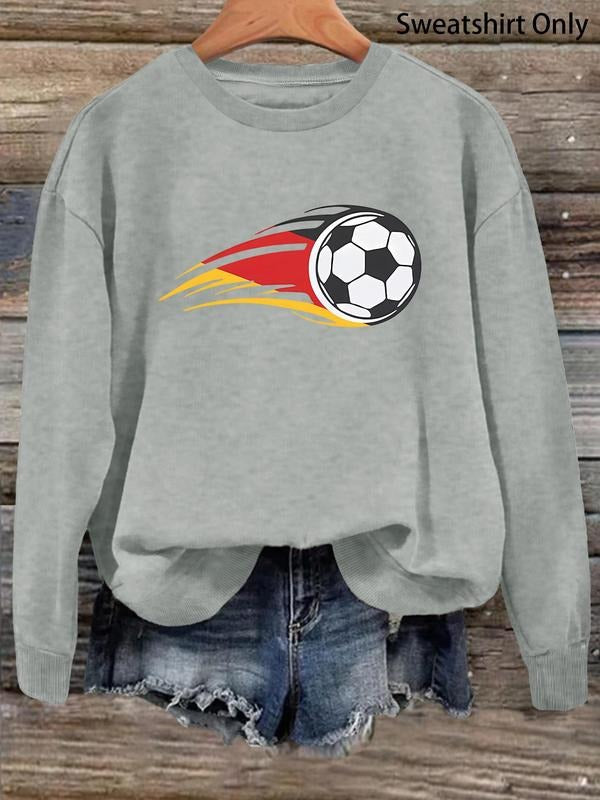 Women's Football Print Round Neck Sweatshirt, Casual Long Sleeve Crew Neck Pullover for Fall & Winter, Fashion Women's...