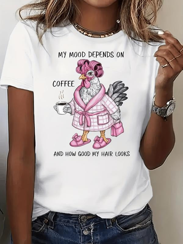 Women's Funny Coffee Chicken Graphic T-Shirt