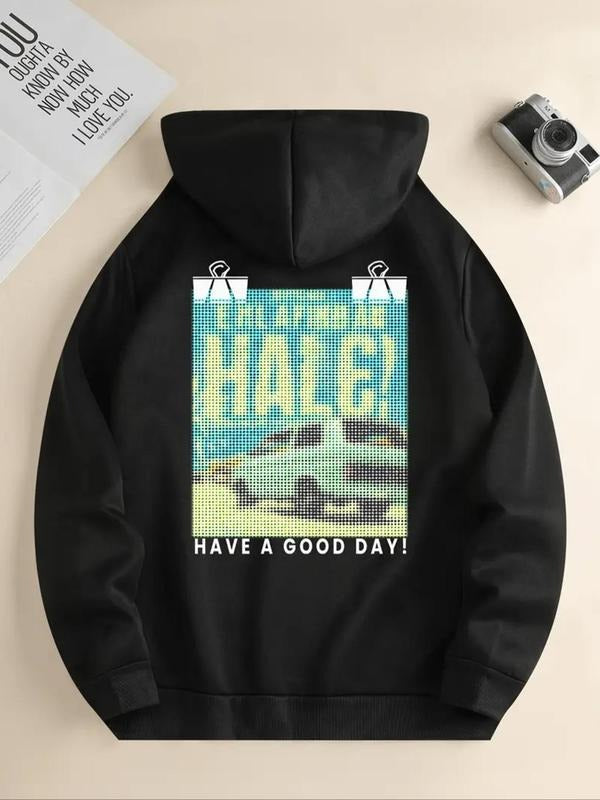 Women's Geometric Pattern Printed Drawstring Hoodie, Fashion Casual Letter Print Hooded Sweatshirt for Daily Holiday...