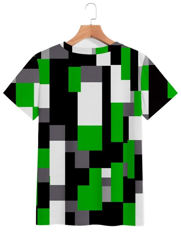 Women's Geometric Print Round Neck Tee, Casual Short Sleeve Crew Neck T-Shirt for Spring & Fall, Fashion Women's Top for...