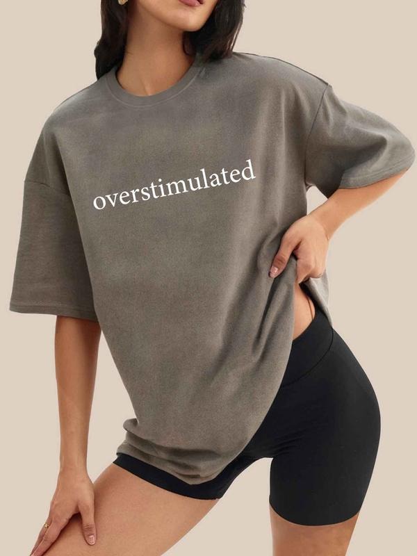 Women's Geometric Print Round Neck Tee, Casual Short Sleeve Crew Neck T-shirt for Summer, Fashion Women's Top for Daily...