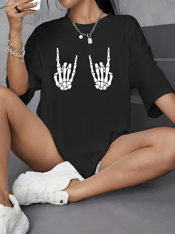 Women's Graphic Drop Shoulder Crew Neck Tee, Comfort Shortsleeve Summer Clothes for Lady, Casual Half Sleeve Round Neck...