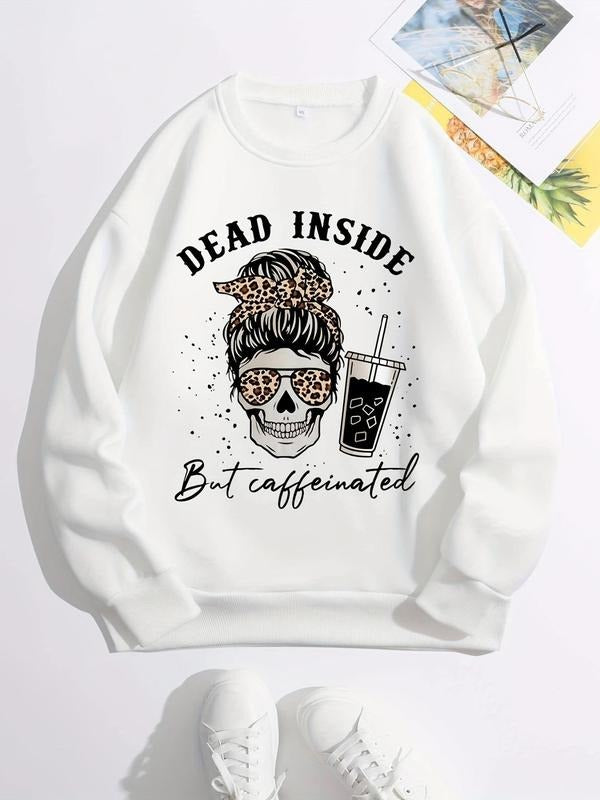 Women's Graphic Drop Shoulder Sweatshirt, Fashion Casual Crew Neck Long Sleeve Pullover For Daily Wear, Ladies Fall &...