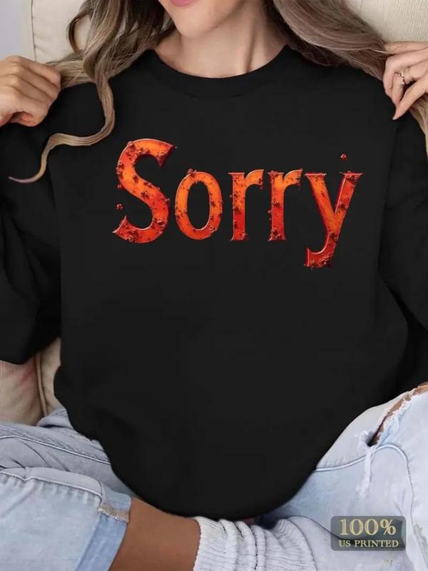 Women's Graphic Letter Print Sweatshirt, Casual Round Neck Long Sleeve Top, Fall Winter Fashion, Polyester Blend Fabric...