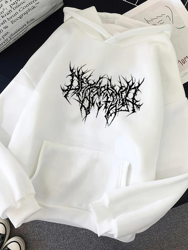 Women's Graphic Pocket Drop Shoulder Hoodie, Fashion Casual Hooded Sweatshirt for Daily Holiday Outdoor Wear, Women...