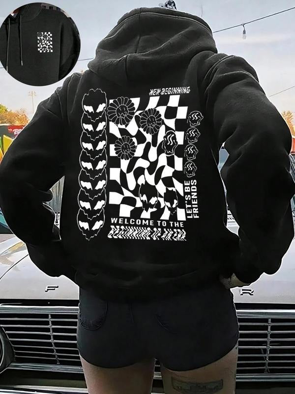 Women's Graphic Print Hoodie, Trendy Casual Long Sleeve Hooded Sweatshirt for Daily Holiday Outdoor Wear, Women Clothing...