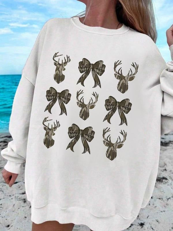 Women's Graphic Print Round Neck Sweatshirt, Casual Long Sleeve Crew Neck Pullover for Spring & Fall, Fashion Women's Top...