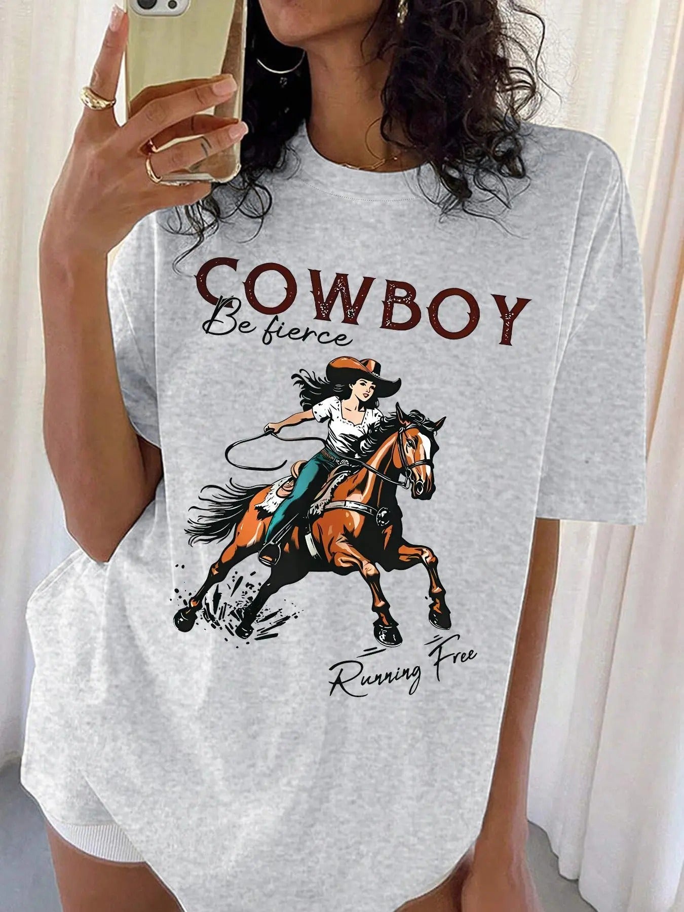 Women's Graphic Print Round Neck Tee, Fashion Casual Crew Neck T-Shirt for Daily Wear, Ladies Clothes for All Seasons...