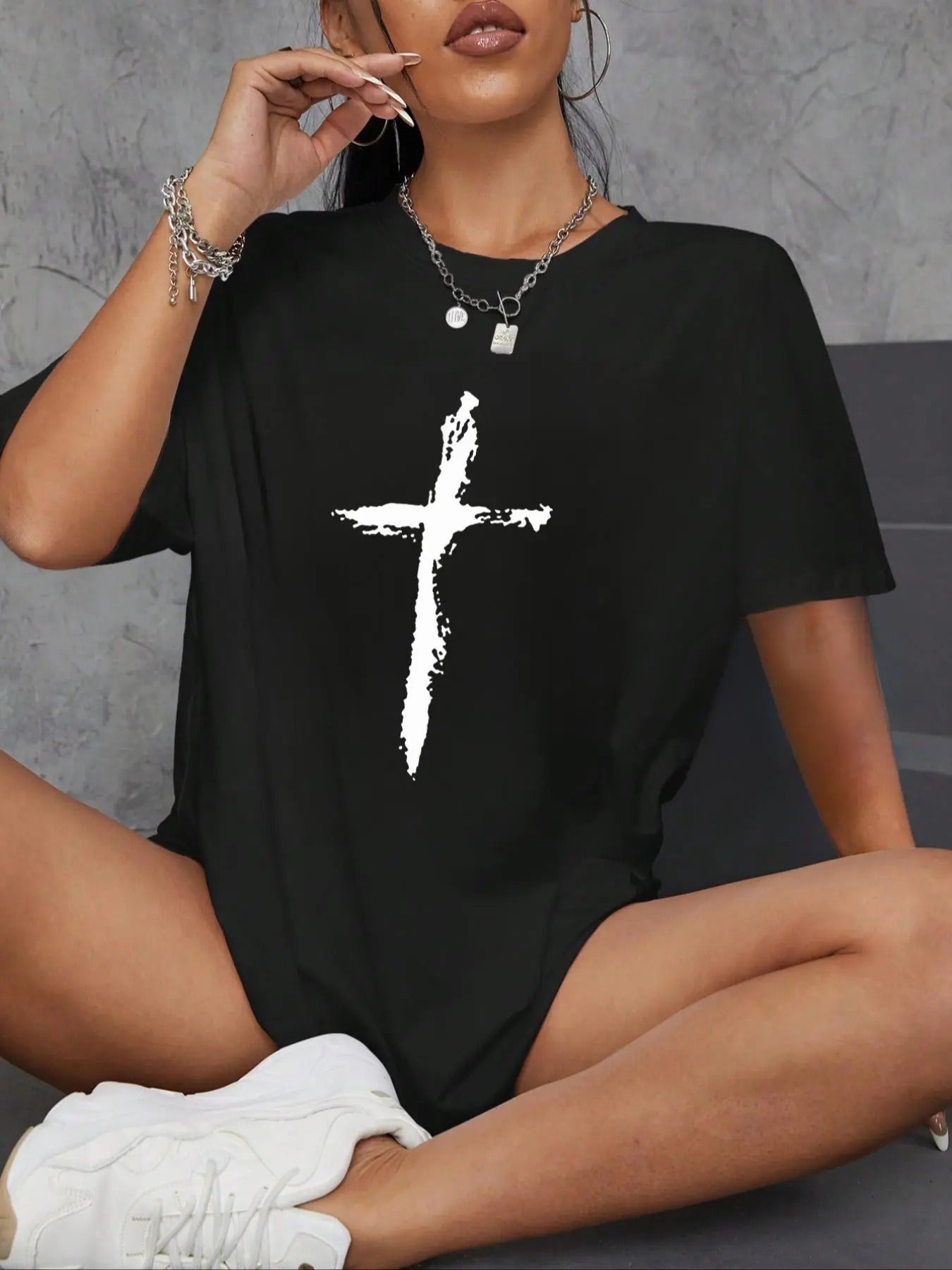 Print Round Neck Summer Clothes Casual Drop Shoulder Half Sleeve Summer Clothes Daily T-Shirts, Hoodie, Sweatshirt