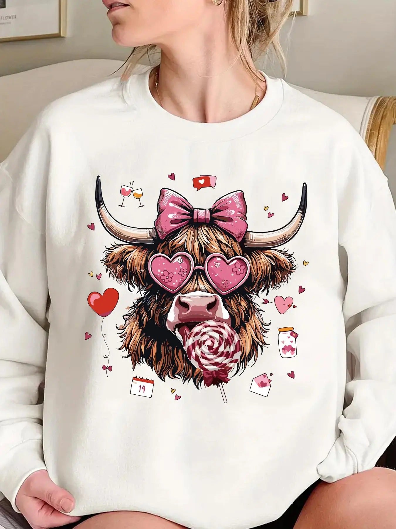 Women's Graphic Print Sweatshirt, Casual Long Sleeve Pullover for Fall & Winter, Women's Clothes for Daily Wear T-Shirts,...