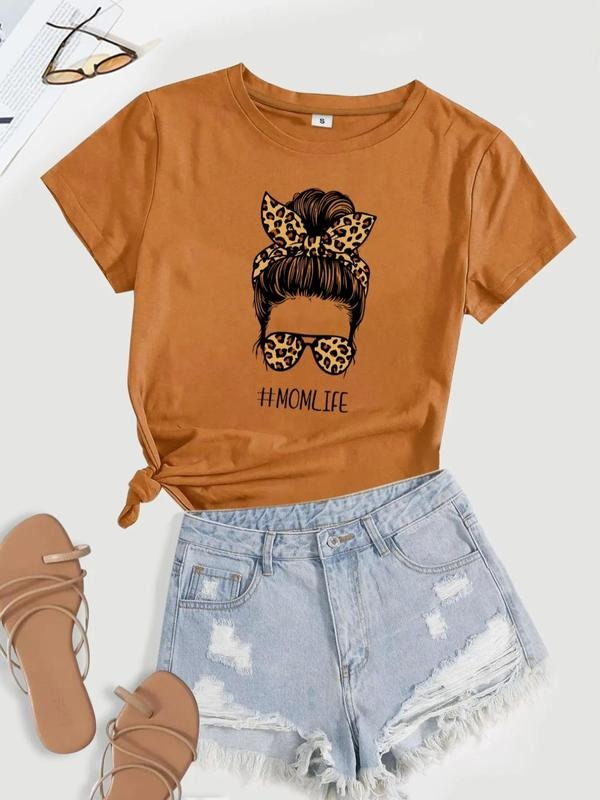 Women's Graphic Round Neck Short Sleeve Tee Summer Clothes Women, Casual Crew Neck T-shirt for Summer, Fashion Ladies Top...