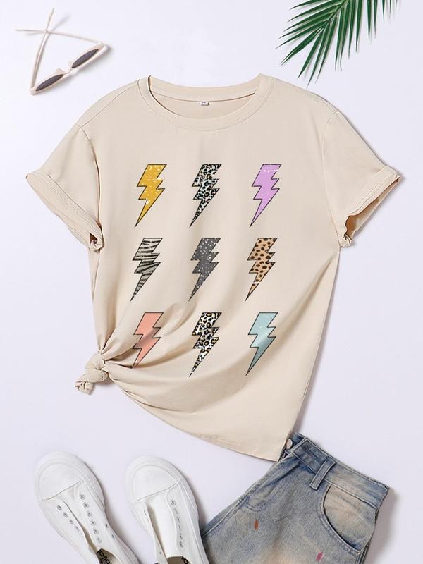 Women's Graphic Round Neck Tee, Comfortable Vintage Trendy Casual Short Sleeve T-shirt for Daily Wear, Ladies All Seasons...