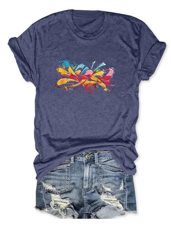 Women's Graphic Round Neck Tee, Vintage Trendy Casual Short Sleeve T-shirt For Daily Wear, Ladies All-match Clothing For...