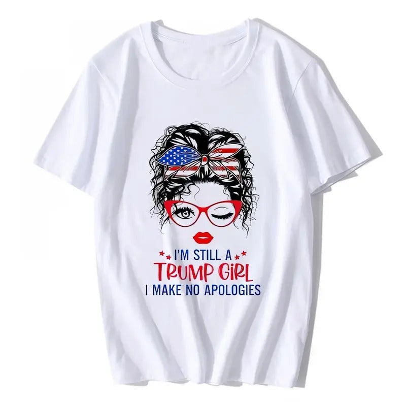 I'M Still Trump Girl Fun Saying Short Sleeve O Neck Top White Large Tops Underwear Menswear T-Shirts, Hoodie, Sweatshirt