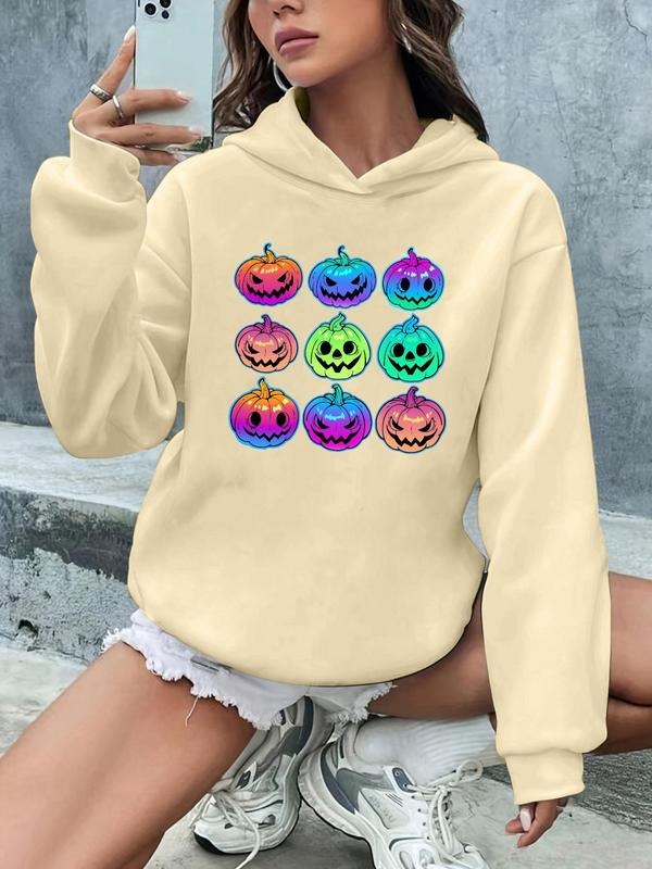 Women's Halloween Themed Hoodie, Fashion Casual Drop Shoulder Hooded Sweatshirt for Daily Holiday Outdoor Wear, Ladies...
