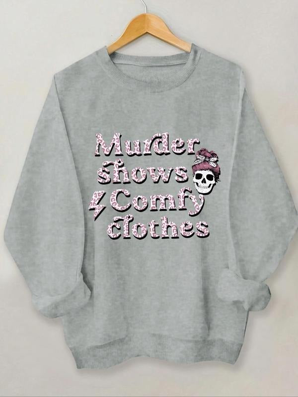 Women's Halloween Themed Sweatshirt, Casual Letter Print Long Sleeve Round Neck Pullover for Daily Wear, Ladies Spring &...